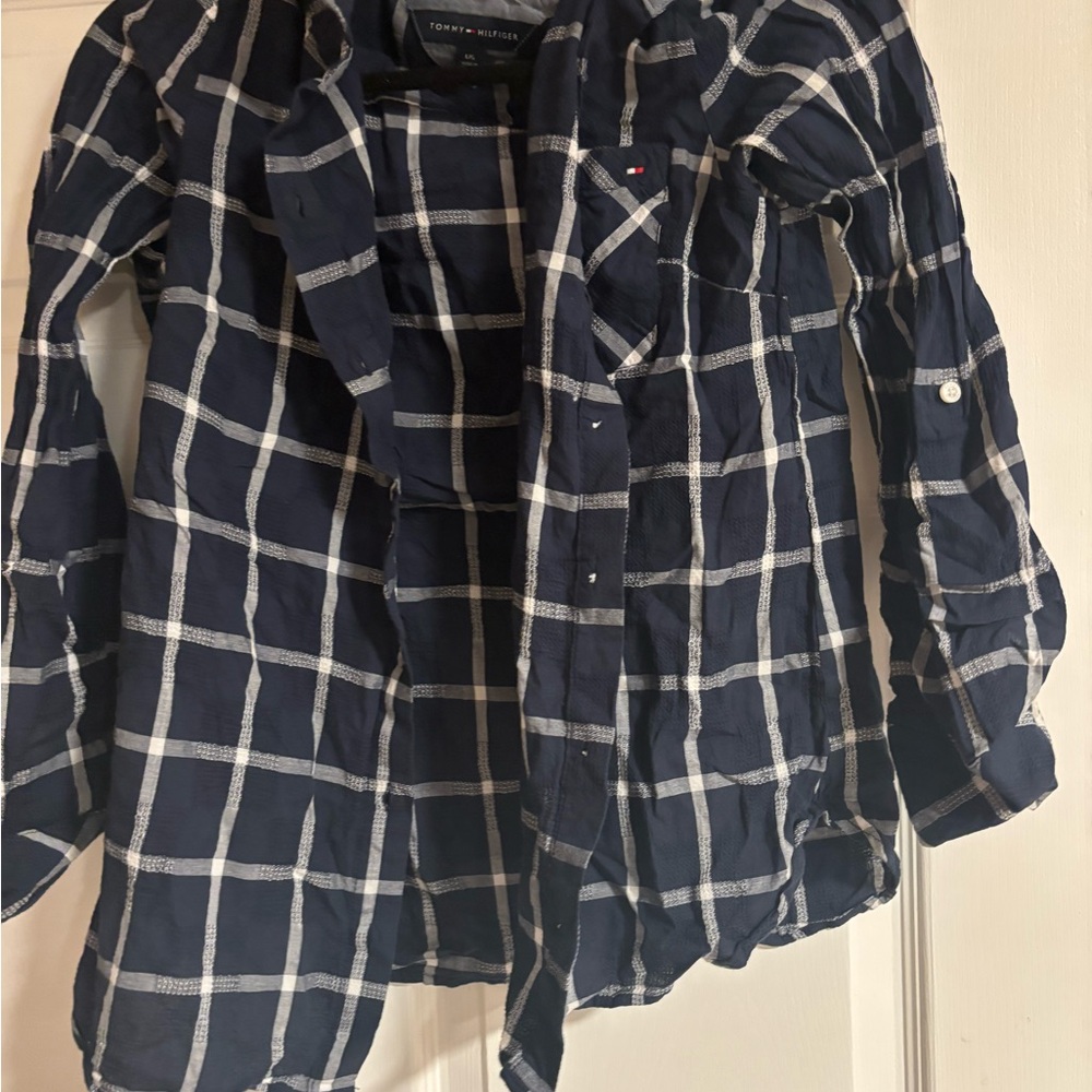 Tommy Hilfiger Navy Plaid Shirt